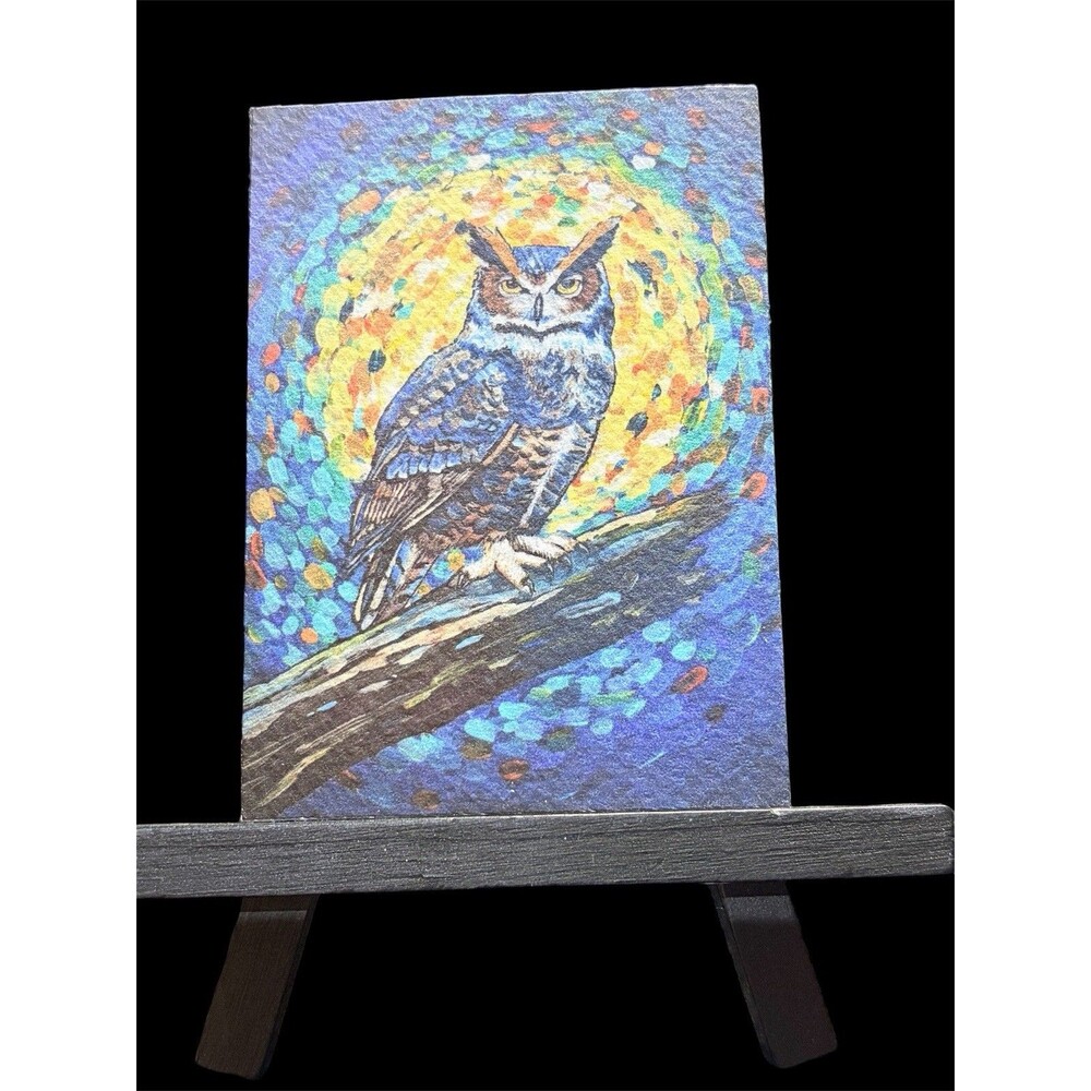 ACEO Owl Art Print Wildlife Bird Limited Edition Mini Art 2.5x3.5